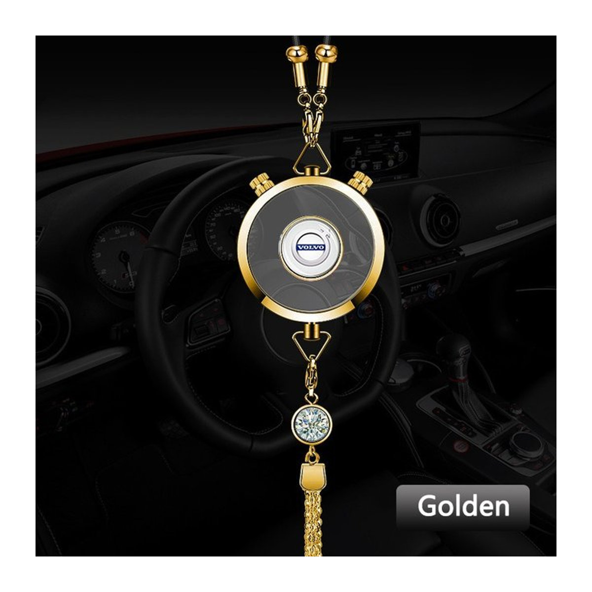 Olestar Auto Logo Parfüm Anhänger Lufterfrischer aus Metall in Gold für Volvo Modelle - Bild 1