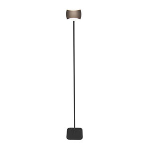 Oligo Curved LED-Stehleuchte in Schwarz matt mit Brazilian Brown Glas-Elementen