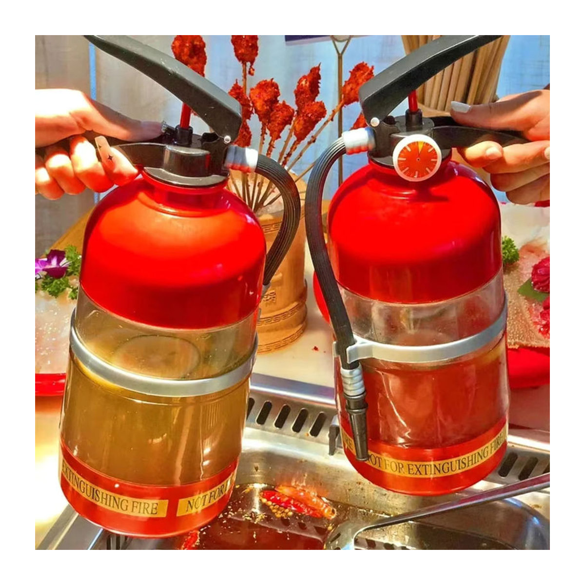 OLOEY Feuerlöscher-Trinkfass 1,5 l als kreativer Getränkespender für Bier und Party, Rot - Bild 4