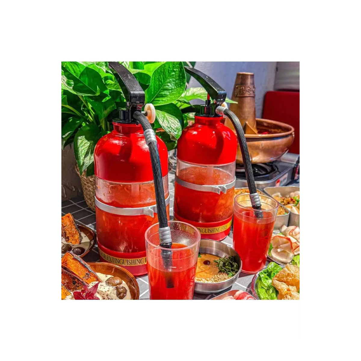 OLOEY Feuerlöscher-Trinkfass 1,5 l als kreativer Getränkespender für Bier und Party, Rot - Bild 7