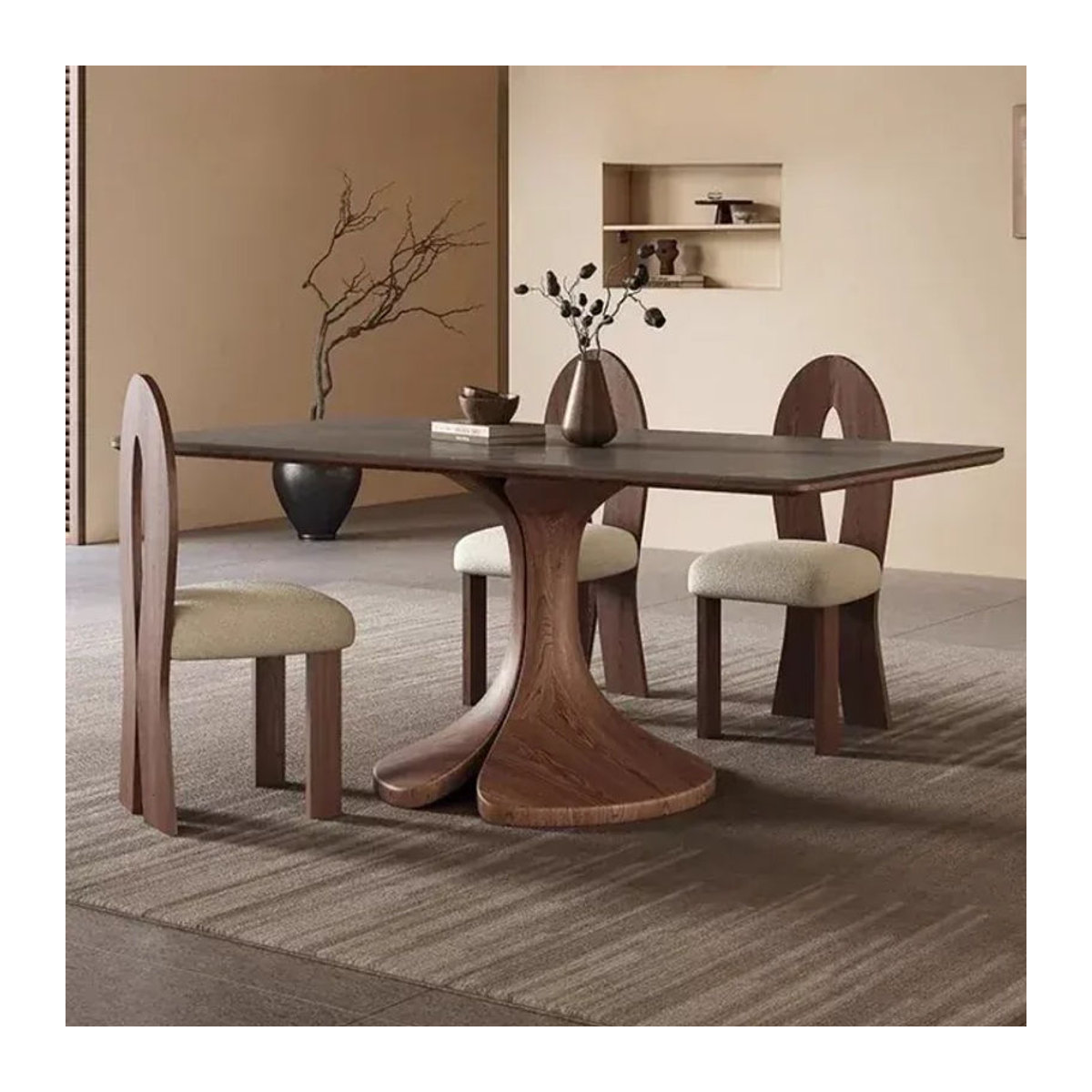 OMGD Esstisch aus massivem Holz und Schiefer in Nussbaum im skandinavischen Design - Bild 1
