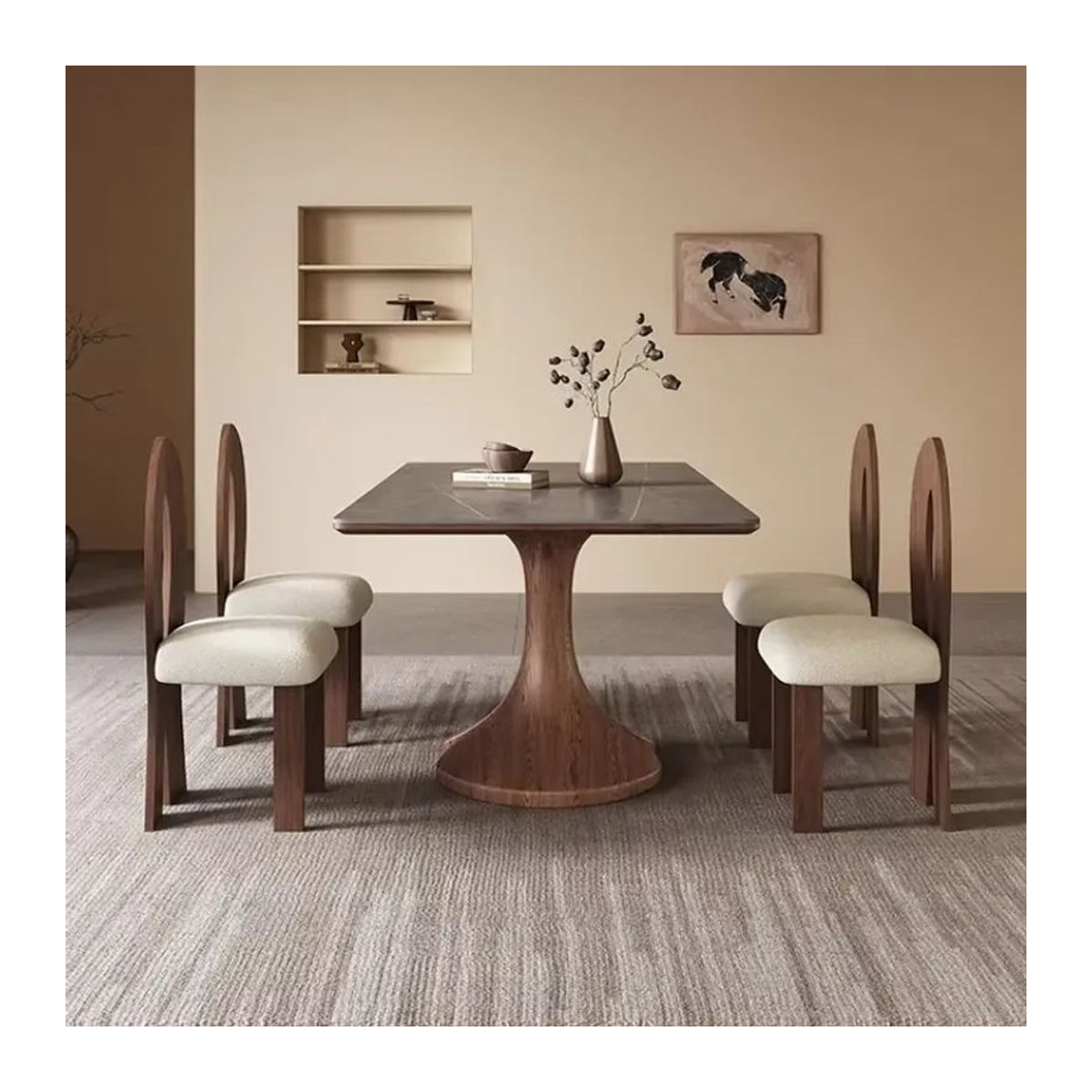 OMGD Esstisch aus massivem Holz und Schiefer in Nussbaum im skandinavischen Design - Bild 3