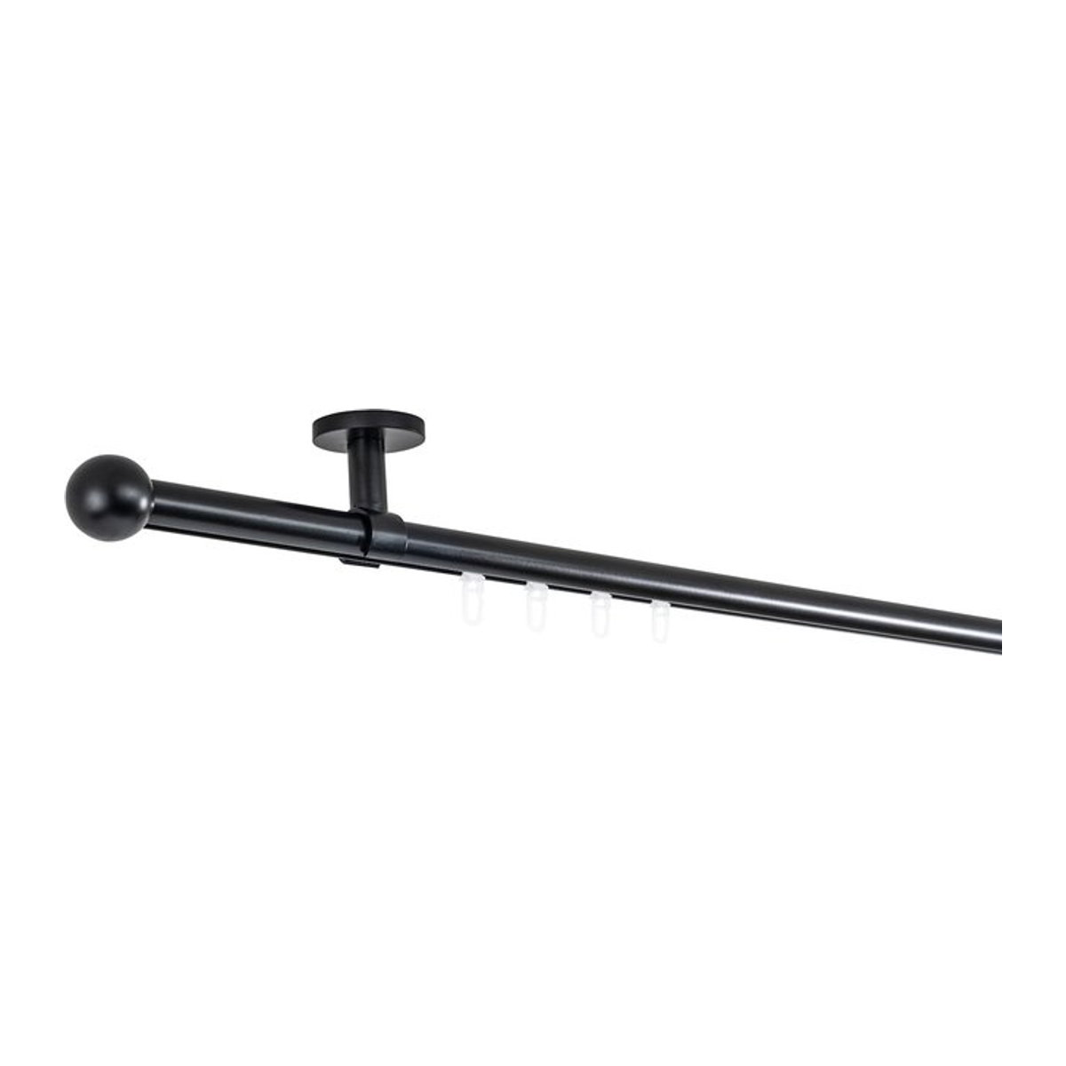 Ondeco Gardinenstange auf Maß mit 1-lauf Innenlauf 20mm und Deckenträger 4cm, Farbe: Schwarz, Breite: 100 cm - Bild 1