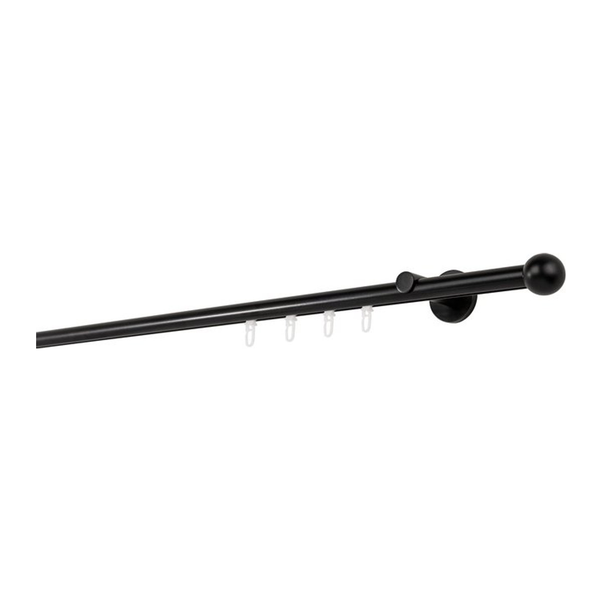 Ondeco Gardinenstange auf Maß mit Innenlauf 20mm, 1-läufig, Schwarz, Wandträger 6,5cm, Breite: 100 cm - Bild 1