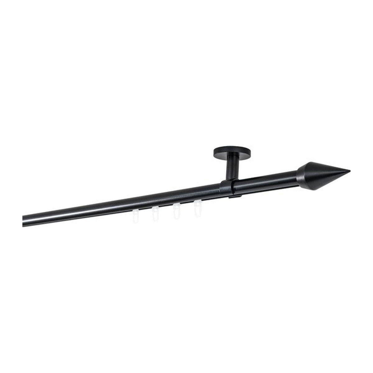 Ondeco Gardinenstange auf Maß Schwarz mit 20mm Innenlauf und Deckenträger 4cm, Länge: 110 cm - Bild 1