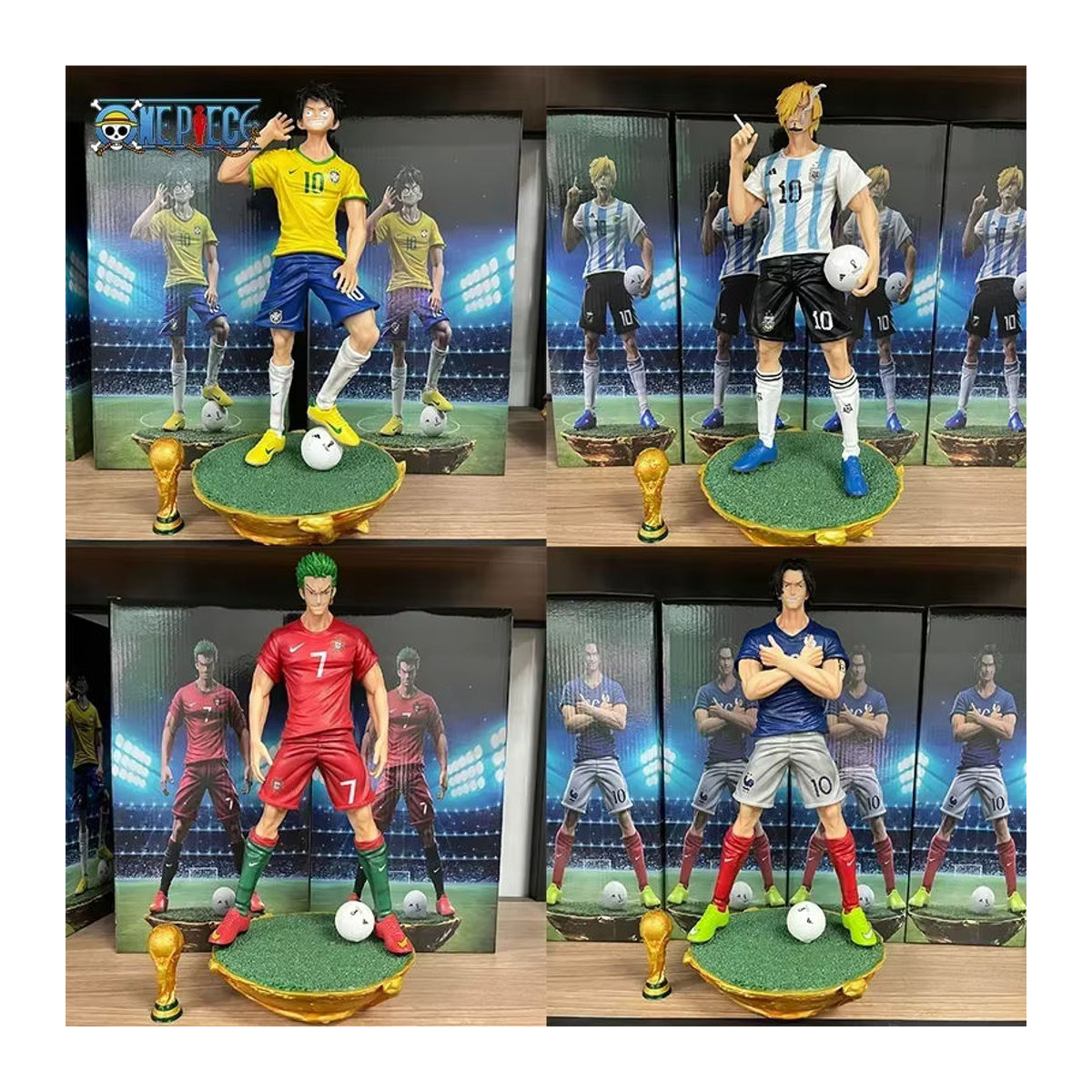 One Piece Anime Actionfigur aus Kunststoff für Luffy Sanji Roronoa Zoro und Portgas D. Ace, mehrfarbig, Höhe: 32 cm - Bild 1