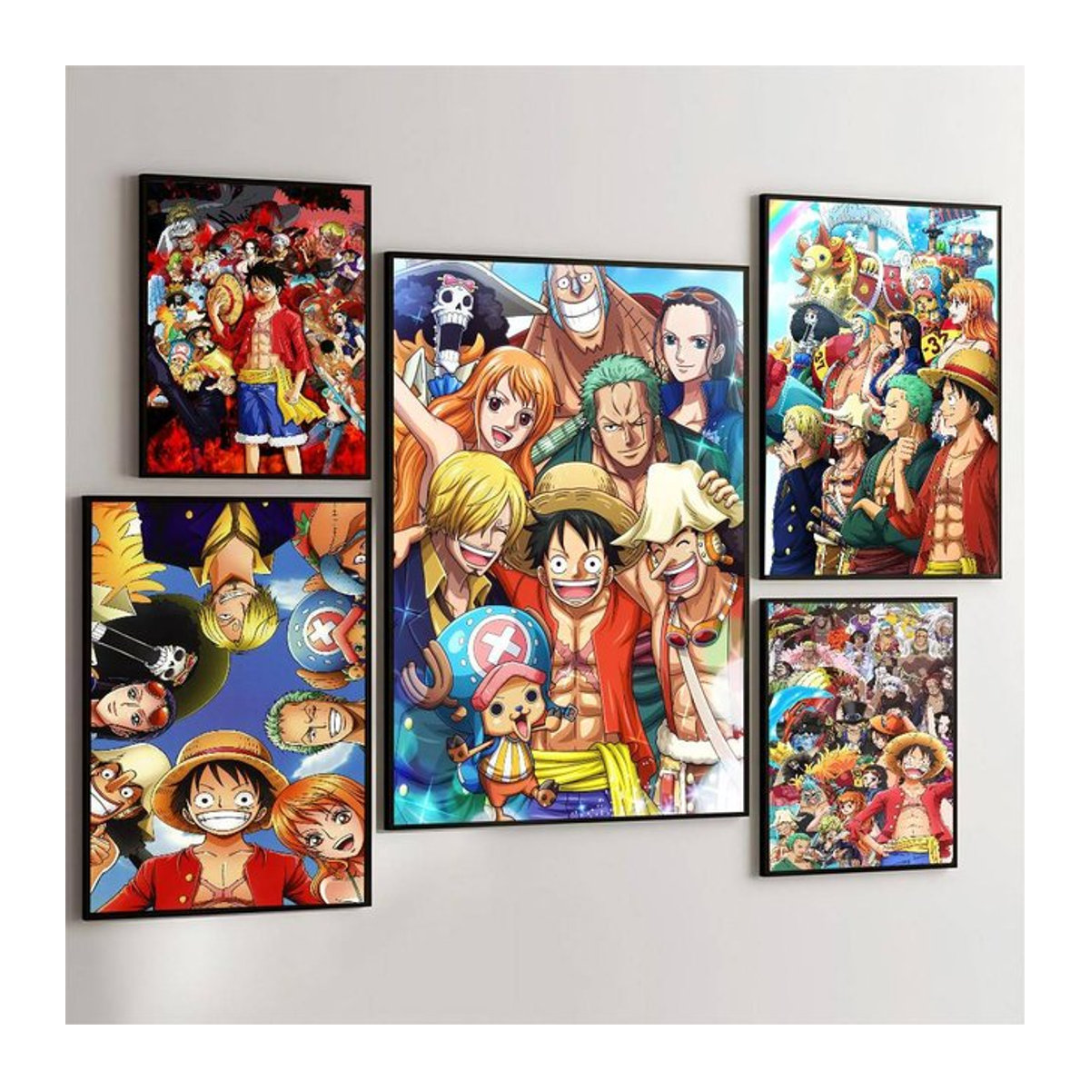 One Piece Anime Comic Poster Selbstklebender Wasserdichter Papieraufkleber für Wanddekoration, Mehrfarbig, Rechteckig - Bild 1