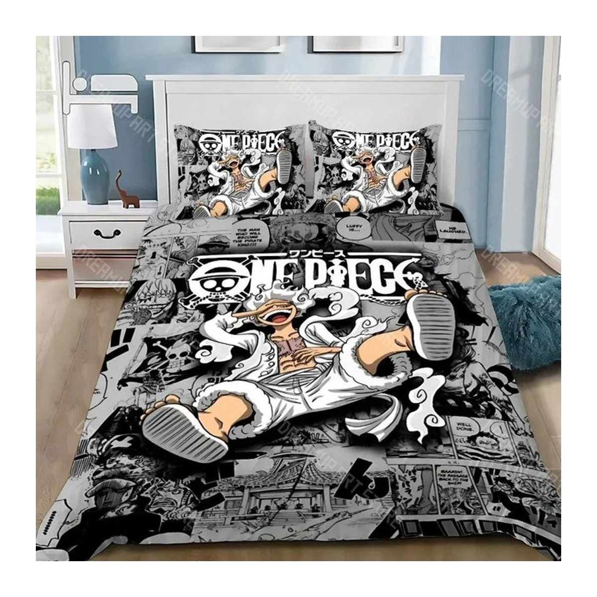 One Piece Bettwäsche-Set mit Luffy Cartoon-Druck, mehrfarbig, B/H: 140 x 200 cm - Bild 1