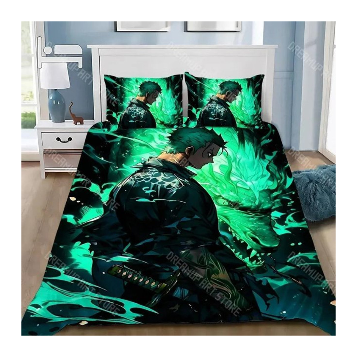 One Piece Bettwäsche-Set mit Luffy Cartoon-Druck, mehrfarbiges Kinderbettwäsche-Set für Jungen und Erwachsene, B/H: 140 x 200 cm - Bild 1