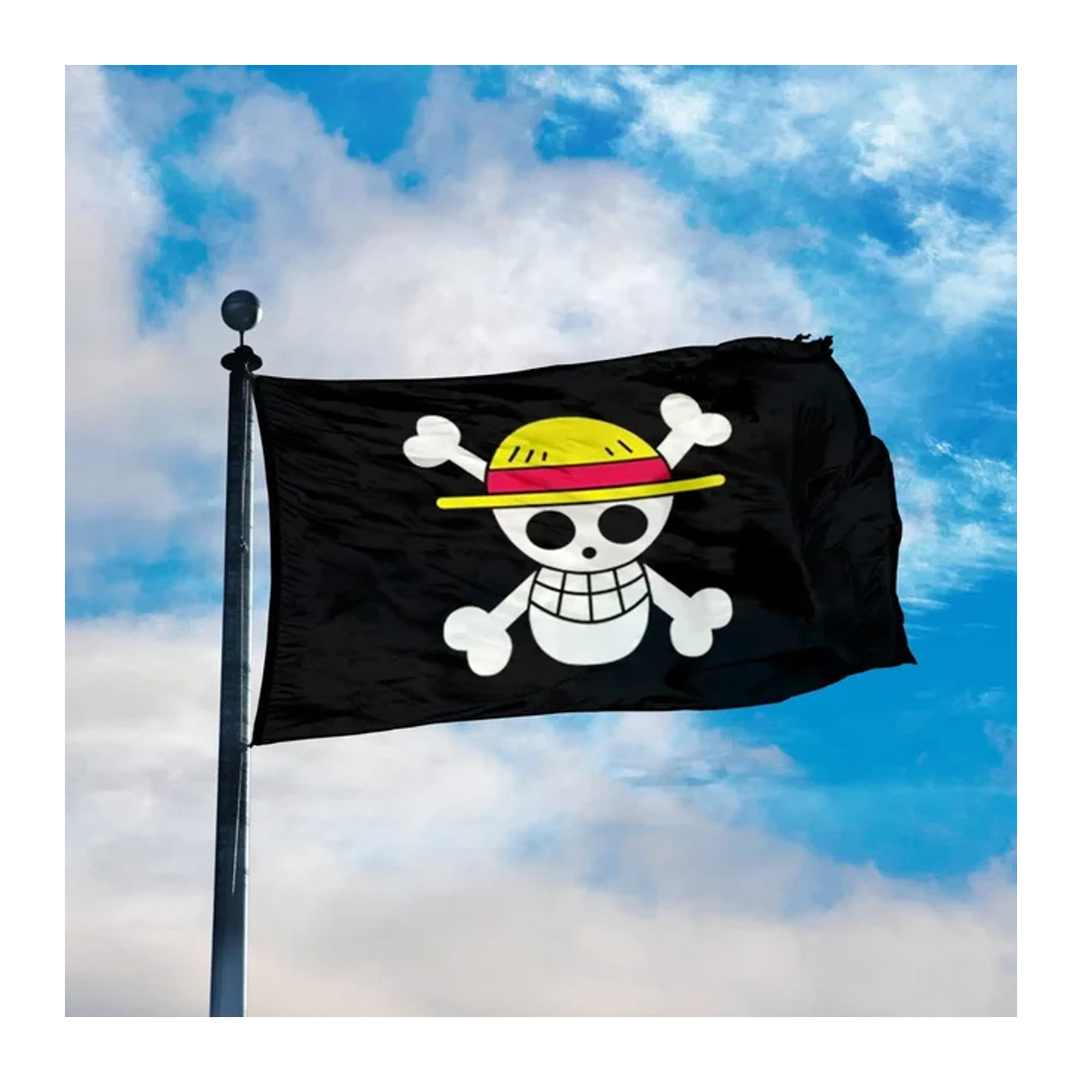 One Piece Piraten-Schädel-Flagge Wanddekoration Bandai Schwarz B: 150 cm, H: 90 cm - Bild 1