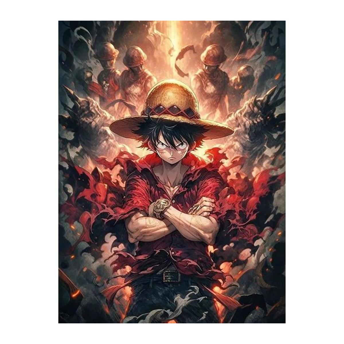 One Piece Ruffy Anime DIY Diamond Painting Set, Mehrfarbig, Durchmesser: 50 cm, Höhe: 70 cm - Bild 1