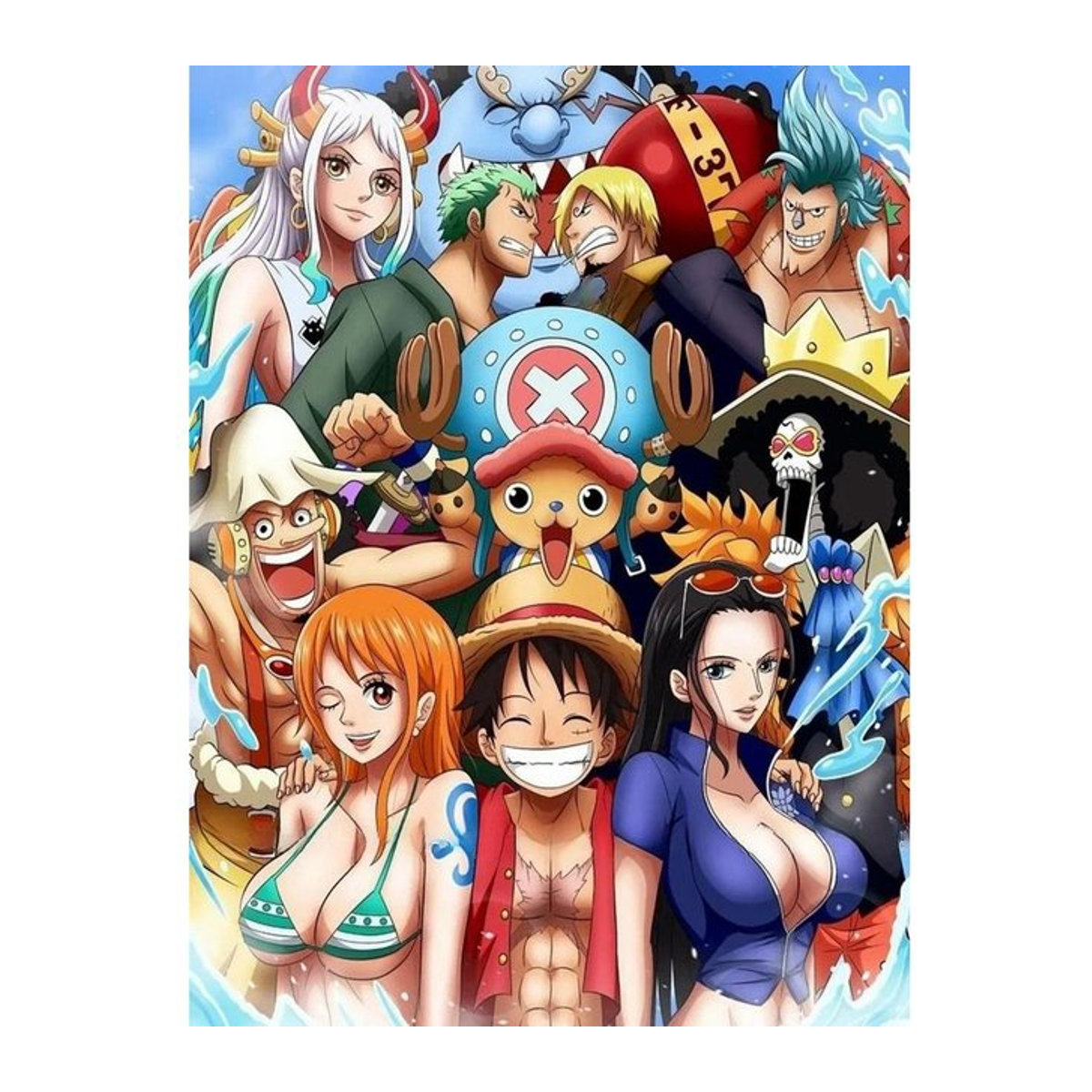 One Piece Ruffy Anime DIY Diamond Painting Set, Mehrfarbiges Mosaik-Stickerei-Set auf Leinwand, B: 40 cm, H: 50 cm - Bild 1