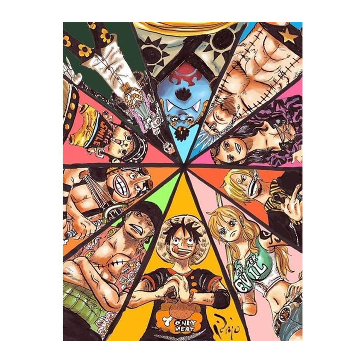 One Piece Ruffy Anime DIY Diamond Painting Set mit Porträt-Motiv, mehrfarbig, B: 30 cm, H: 40 cm - Bild 1