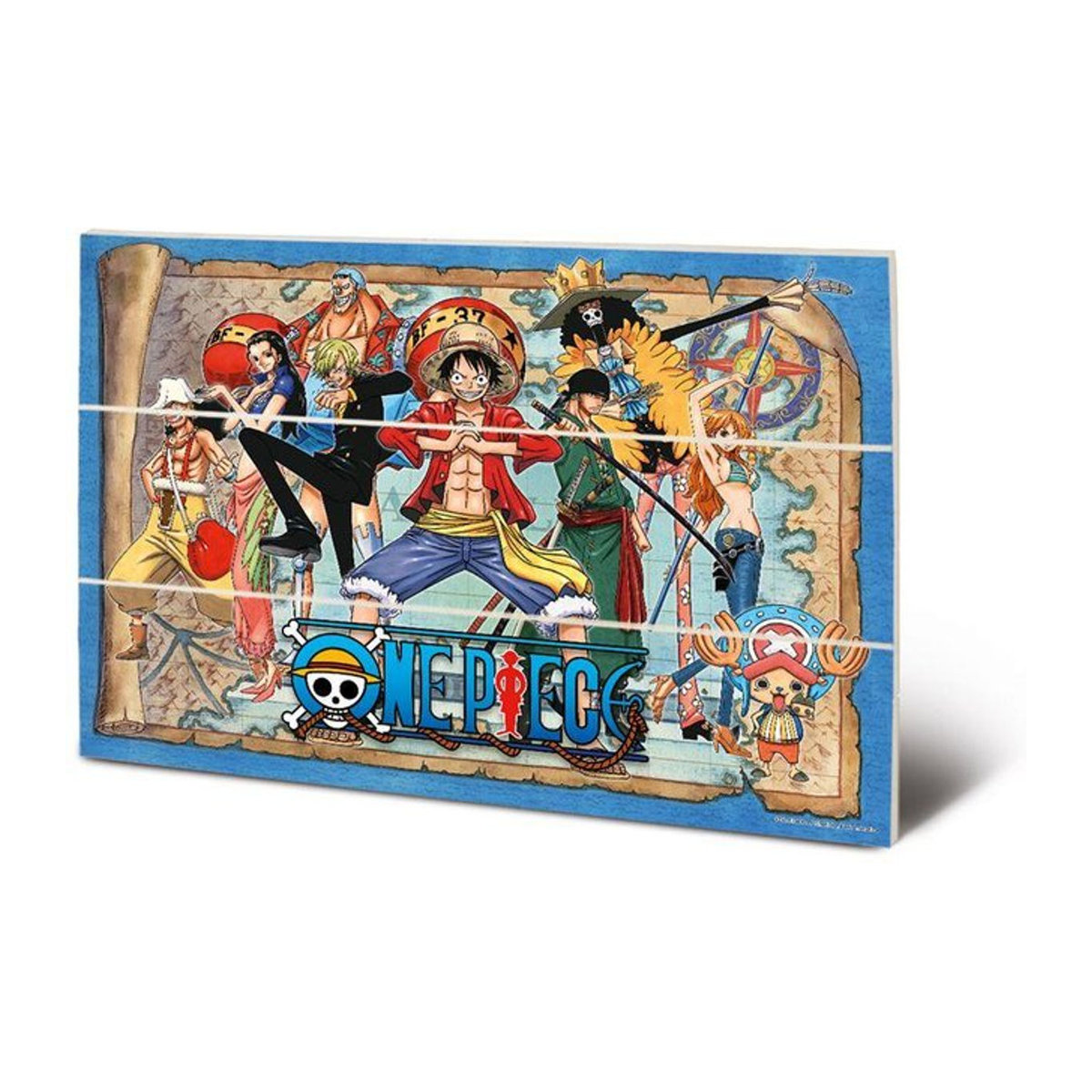One Piece Straw Hat Pirates Karte Wanddeko aus Holz, Schwarz/Mehrfarbig, B/H: 20 x 29,5 cm - Bild 1
