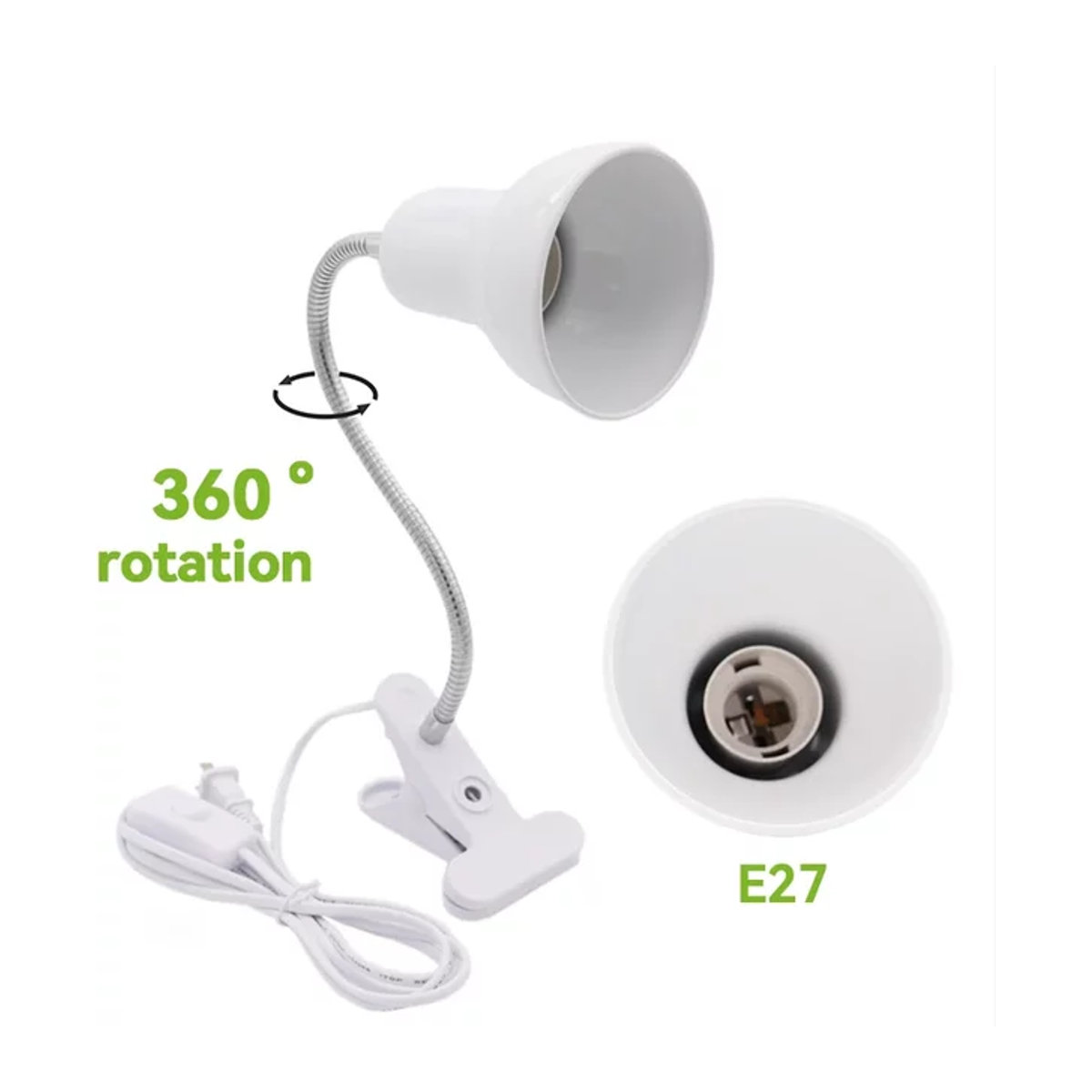 ONEYLTT Klemmlampe in Weiß mit verstellbarem Schwanenhals und minimalistischem Design für Bett oder Schrank - Bild 1