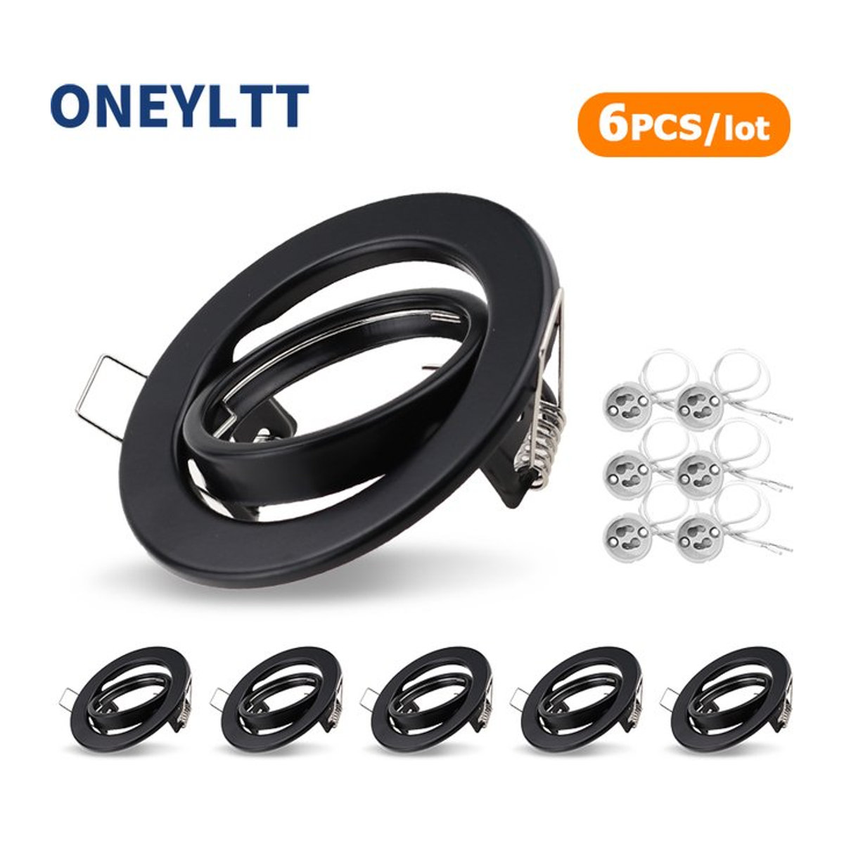 ONEYLTT LED-Einbaustrahler aus Aluminium mit Rahmen für GU10 Glühbirnen, verstellbares Downlight in Weiß oder Schwarz, Ausschnitt 70 mm - Bild 1