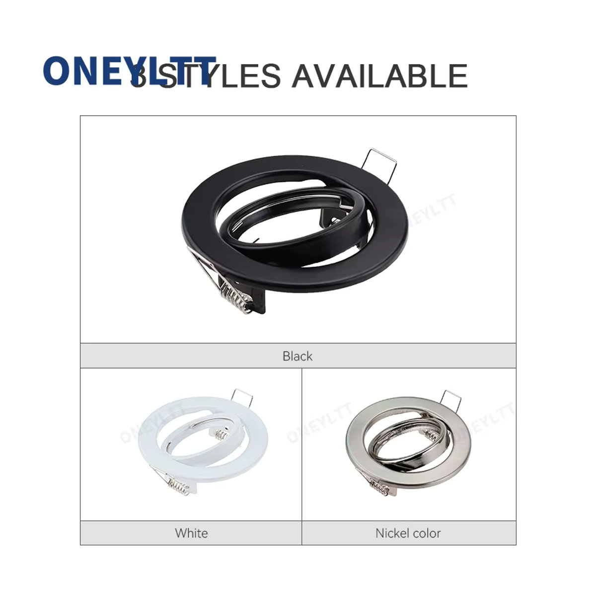 ONEYLTT LED-Einbaustrahler aus Aluminium mit Rahmen für GU10 Glühbirnen, verstellbares Downlight in Weiß oder Schwarz, Ausschnitt 70 mm - Bild 3