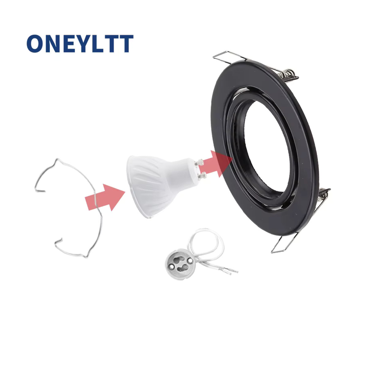 ONEYLTT LED-Einbaustrahler aus Aluminium mit Rahmen für GU10 Glühbirnen, verstellbares Downlight in Weiß oder Schwarz, Ausschnitt 70 mm - Bild 4