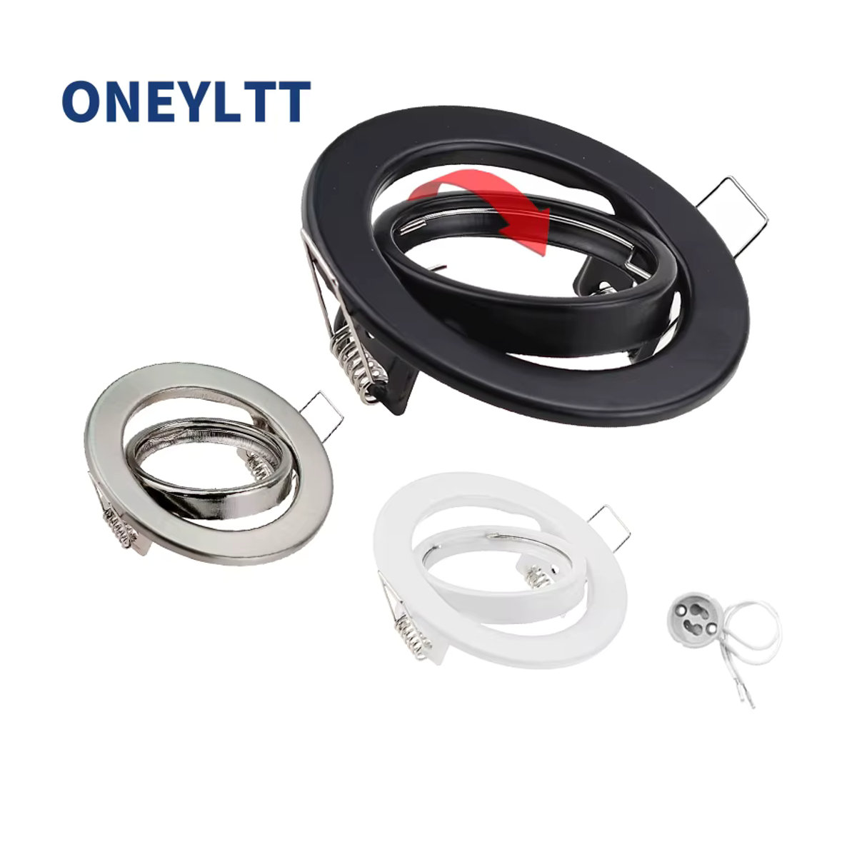 ONEYLTT LED-Einbaustrahler aus Aluminium mit Rahmen für GU10 Glühbirnen, verstellbares Downlight in Weiß oder Schwarz, Ausschnitt 70 mm - Bild 5