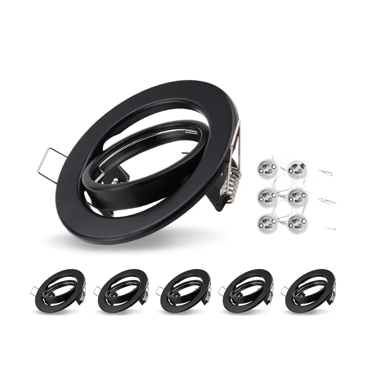 ONEYLTT LED-Einbaustrahler aus Aluminium mit Rahmen für GU10 Glühbirnen, verstellbares Downlight in Weiß oder Schwarz, Ausschnitt 70 mm - Bild 7