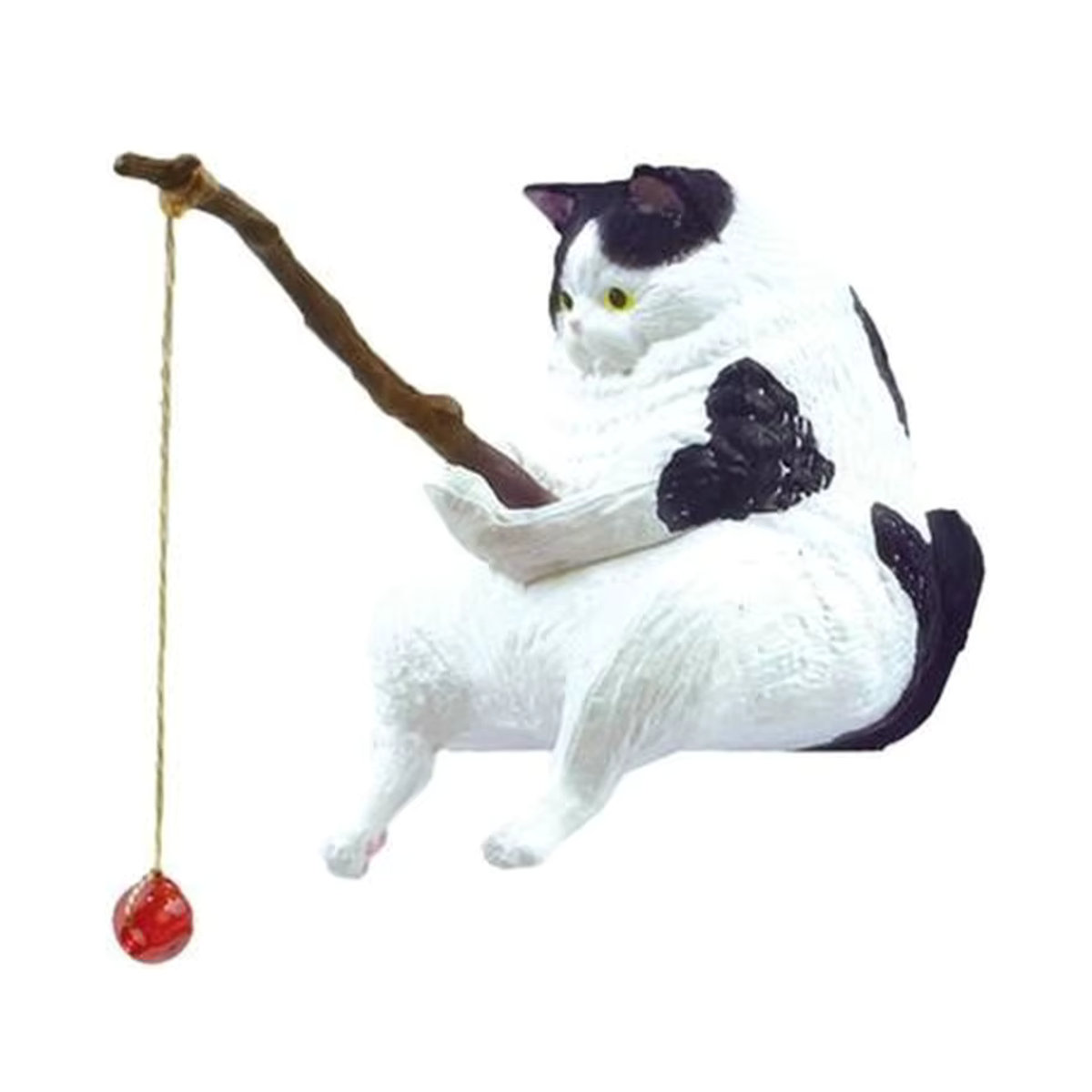 OOTDTY Angeln Katze Ornament aus Kunstharz, Cartoon Statue für Aquarium Landschaftsbau, mehrfarbig - Bild 2