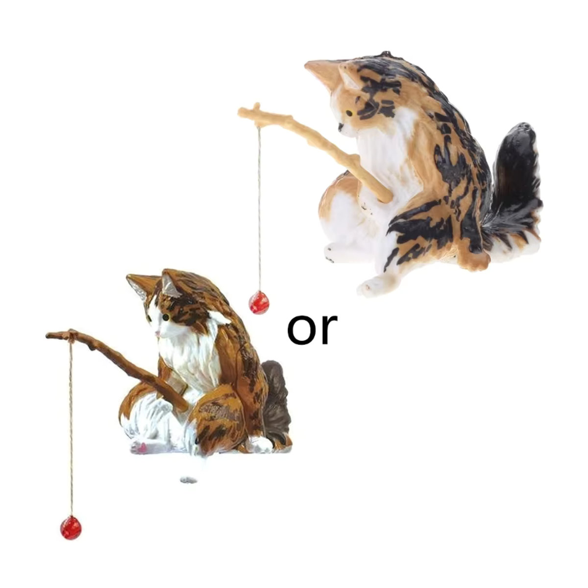 OOTDTY Angeln Katze Ornament aus Kunstharz, Cartoon Statue für Aquarium Landschaftsbau, mehrfarbig - Bild 3