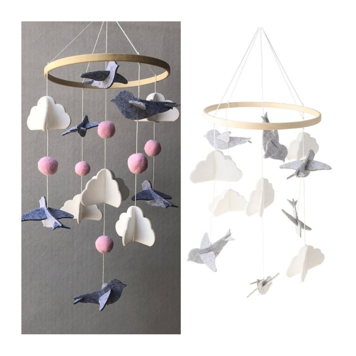 OOTDTY Baby Rassel Mobile für die Krippe, hängendes Spielzeug in mehrfarbigem skandinavischem Design aus Textil - Bild 1