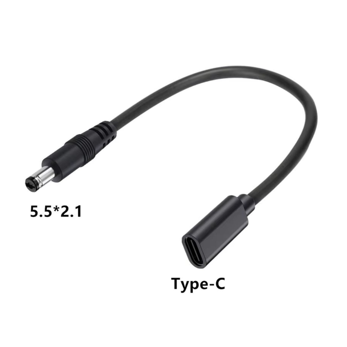 OOTDTY USB Typ-C auf DC 5,5 x 2,1 mm Adapterkabel, Stromanschluss-Konverter, Schwarz - Bild 3