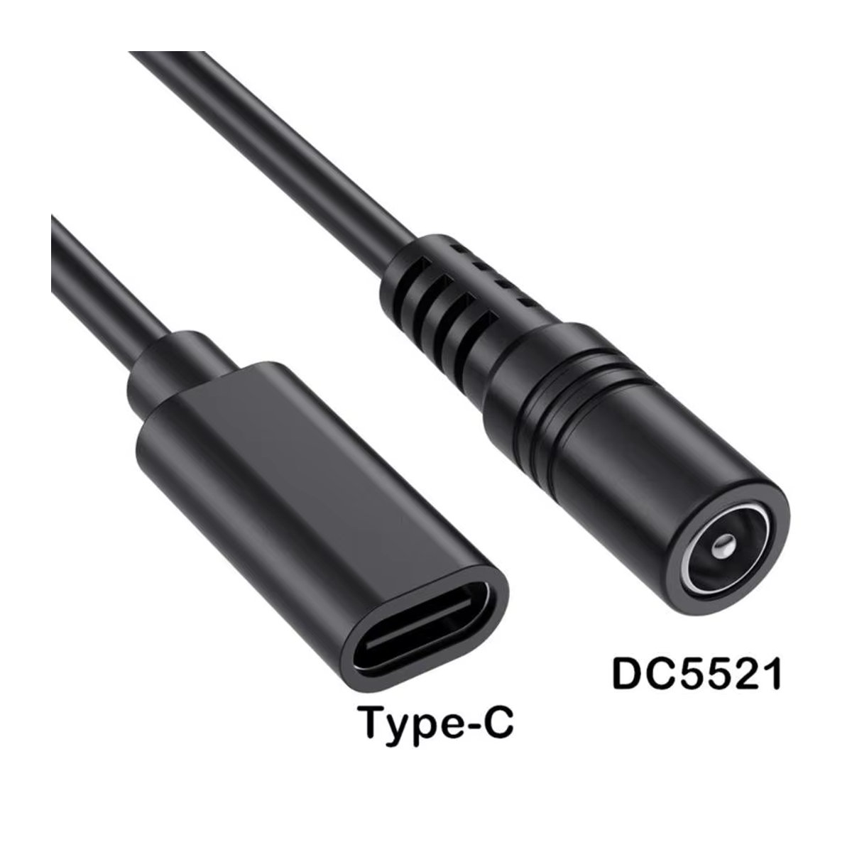 OOTDTY USB Typ-C auf DC 5,5 x 2,1 mm Adapterkabel, Stromanschluss-Konverter, Schwarz - Bild 4