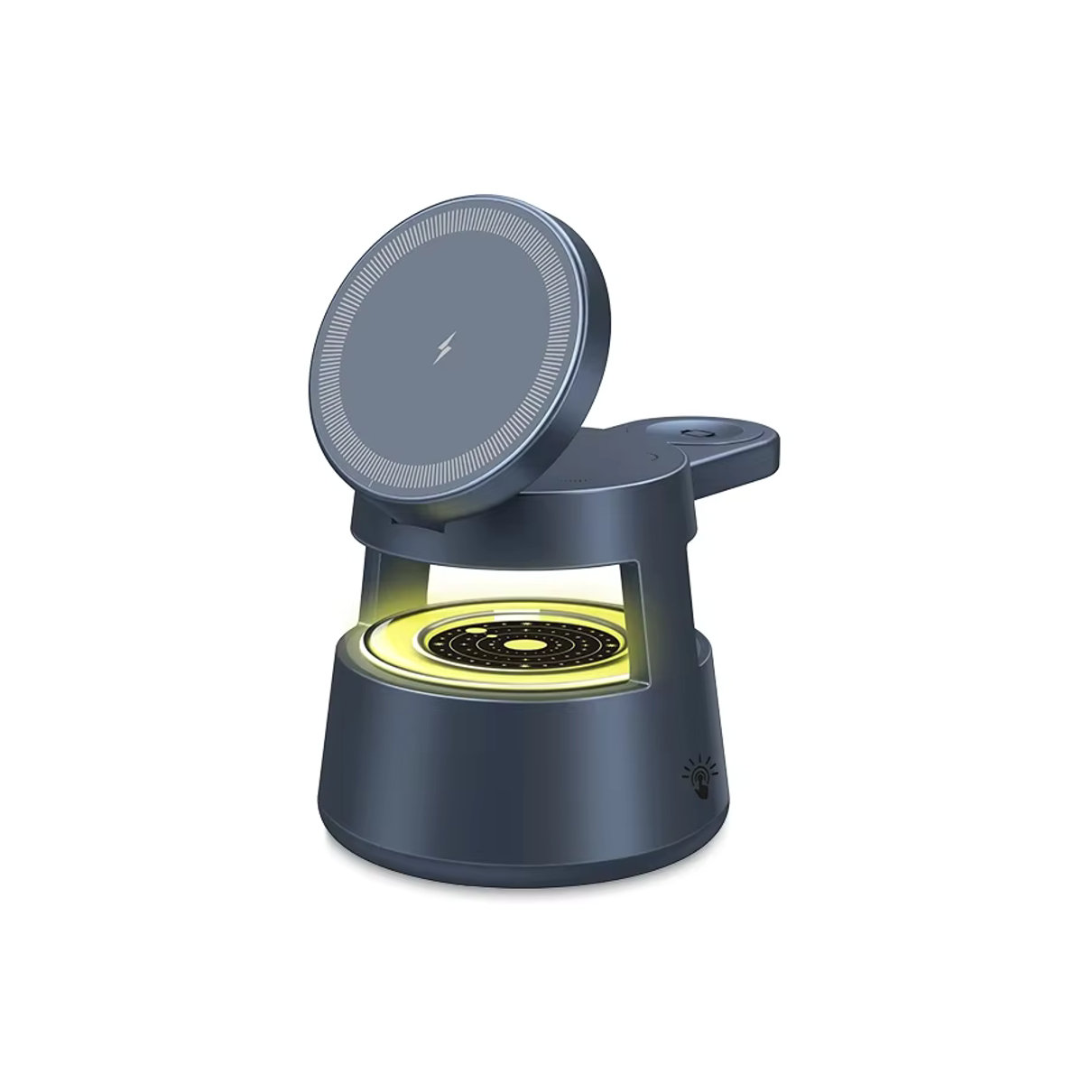 Opansten 5-in-1 Magnetisches Nachtlicht in Schwarz mit Bluetooth-Lautsprecher und kabellosem Ladegerät für iPhone, Apple Watch und AirPods im minimalistischen Zylinder-Design - Bild 7