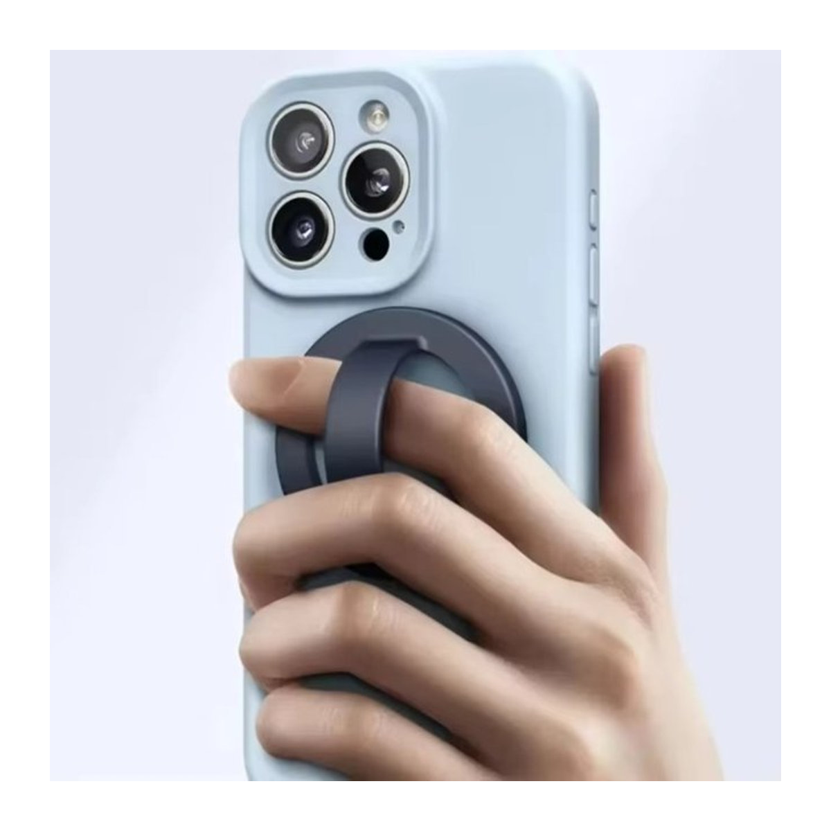 Opansten Magnetischer Ring-Telefonständer aus Silikon mit 360 Grad Rotation für iPhone 16-12 Pro Max in Rosa und Schwarz - Bild 1