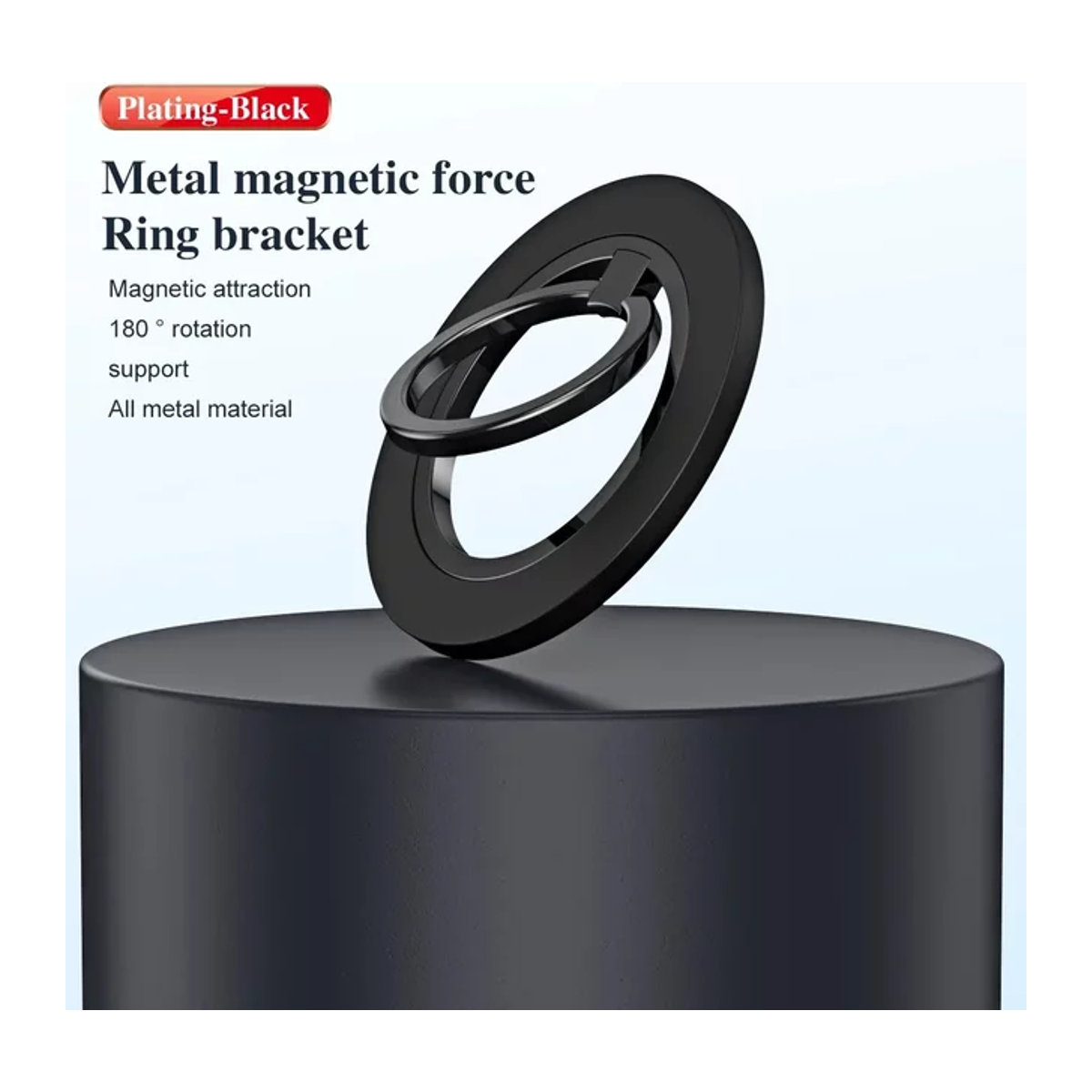 Opansten Magnetischer Telefonringhalter mit 360 Grad Kickstand und MagSafe Grip für iPhone und Samsung in Schwarz aus Metall - Bild 1