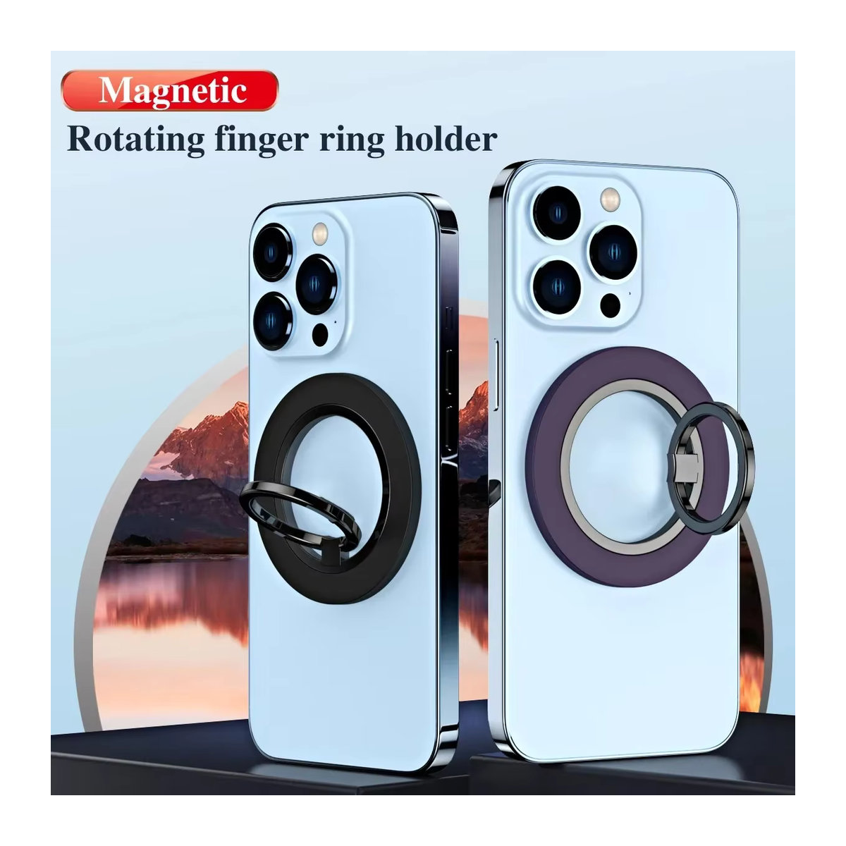 Opansten Magnetischer Telefonringhalter mit 360 Grad Kickstand und MagSafe Grip für iPhone und Samsung in Schwarz aus Metall - Bild 2