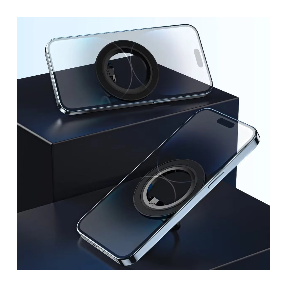 Opansten Magnetischer Telefonringhalter mit 360 Grad Kickstand und MagSafe Grip für iPhone und Samsung in Schwarz aus Metall - Bild 3