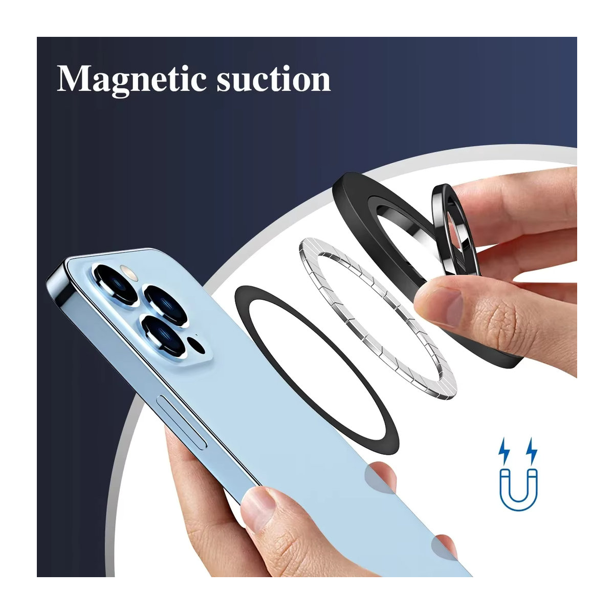 Opansten Magnetischer Telefonringhalter mit 360 Grad Kickstand und MagSafe Grip für iPhone und Samsung in Schwarz aus Metall - Bild 4