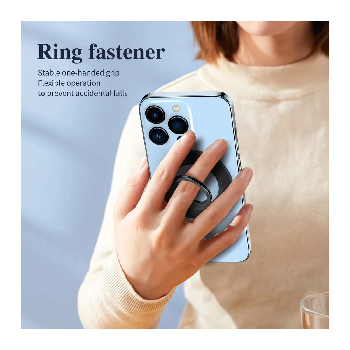 Opansten Magnetischer Telefonringhalter mit 360 Grad Kickstand und MagSafe Grip für iPhone und Samsung in Schwarz aus Metall - Bild 5