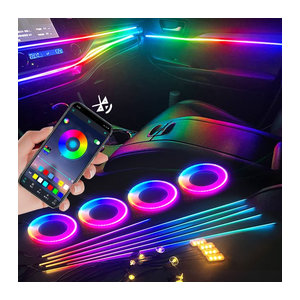 Oprah 18 in 1 LED Symphony Umgebungslicht für dein Auto-Interieur mit RGB Neon Acryl Streifen in Bunt und USB-Anschluss