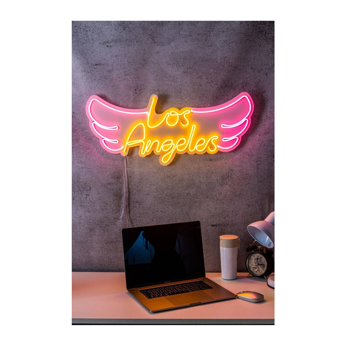 Opviq LED-Wandleuchte aus Kunststoff in Gelb und Rosa, B/H/T: 70 x 31 x 2 cm - Bild 2