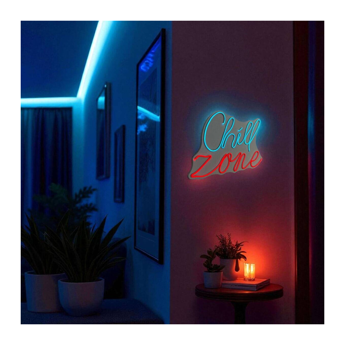 Opviq LED-Wandleuchte aus Kunststoff in Rot und Blau, B/H/T: 46 x 30,5 x 2 cm - Bild 2