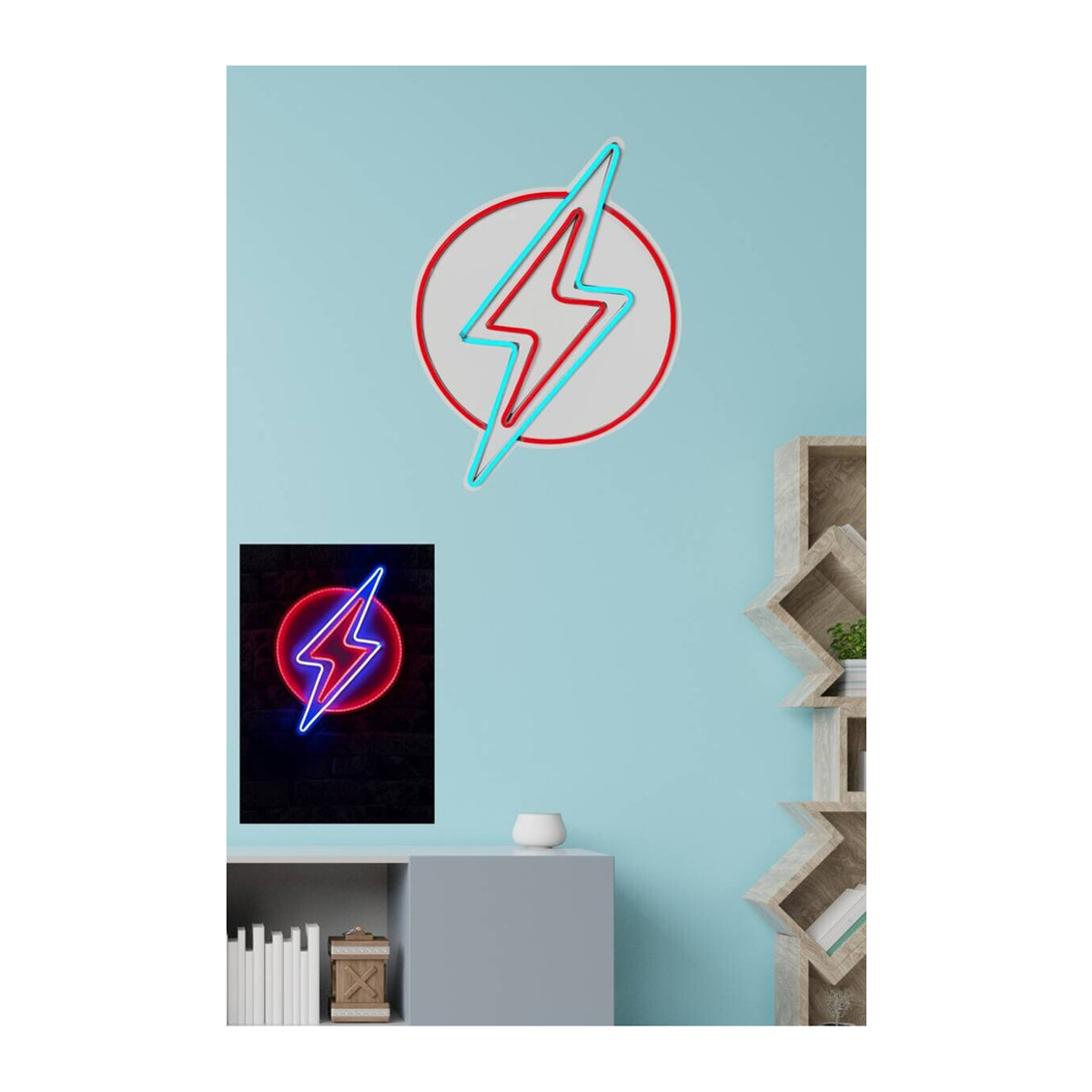 Opviq LED-Wandleuchte in Blau und Rot aus Kunststoff, B/H/T: 29 x 40 x 2 cm - Bild 2