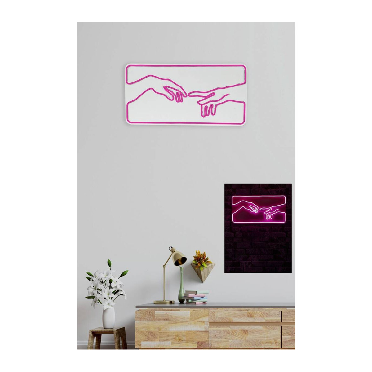 Opviq LED-Wandleuchte in Rosa aus Kunststoff mit warmweißem Licht, B/H/T: 54 x 28 x 2 cm - Bild 2