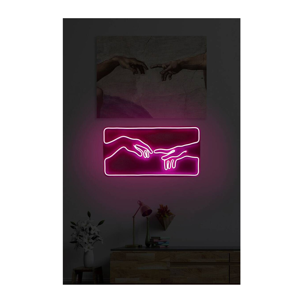 Opviq LED-Wandleuchte in Rosa aus Kunststoff mit warmweißem Licht, B/H/T: 54 x 28 x 2 cm - Bild 3