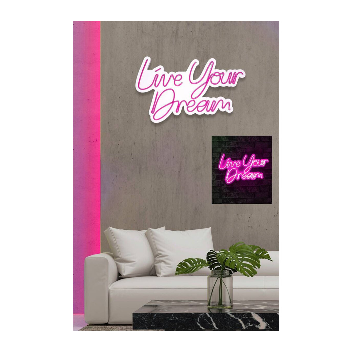 Opviq LED-Wandleuchte in Rosa aus Kunststoff, Modern, B: 53 cm, H: 30 cm, T: 2 cm, L: 53 cm - Bild 2