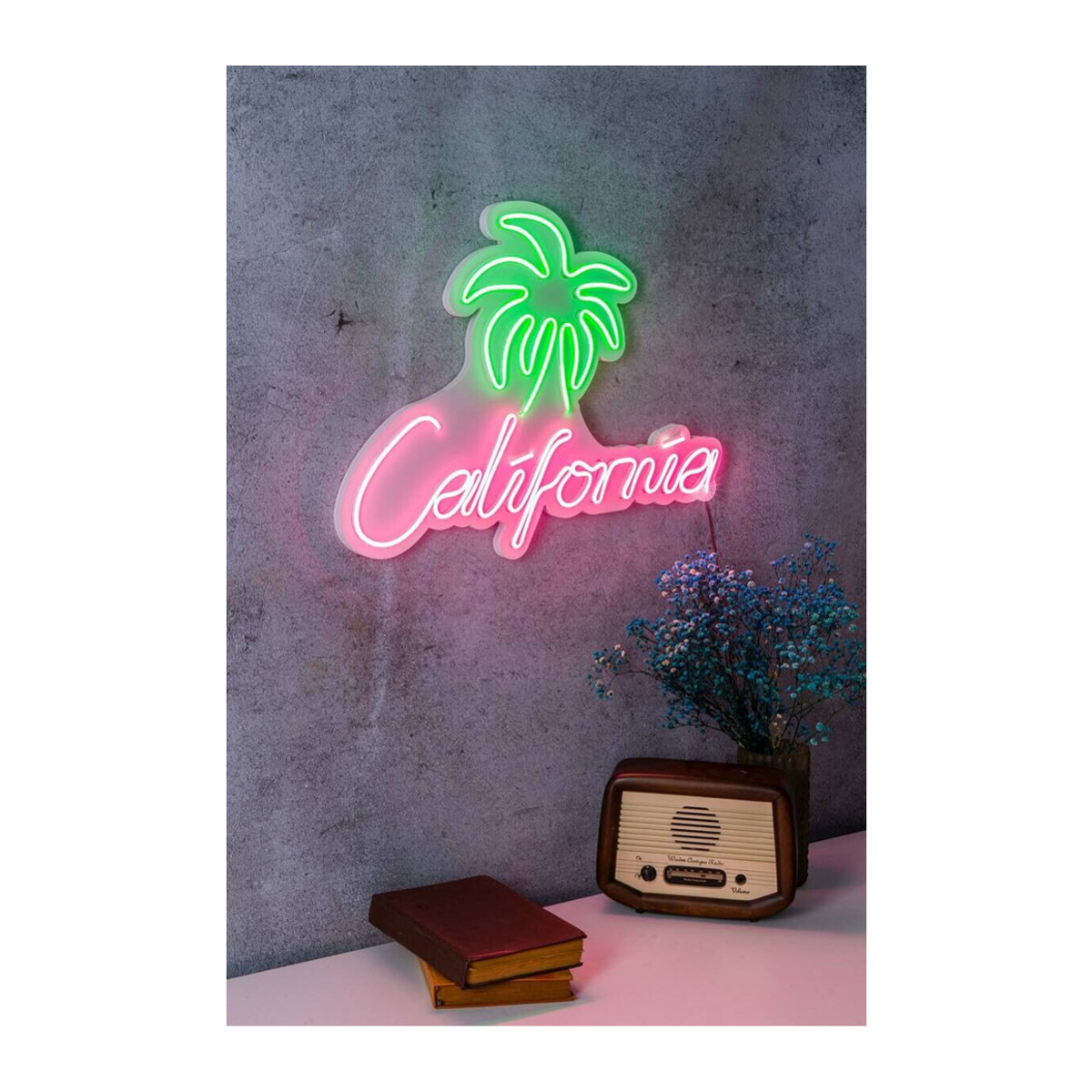 Opviq LED-Wandleuchte in Rosa und Grün aus Kunststoff im Retro-Design B/H/T: 50 x 39 x 2 cm - Bild 2