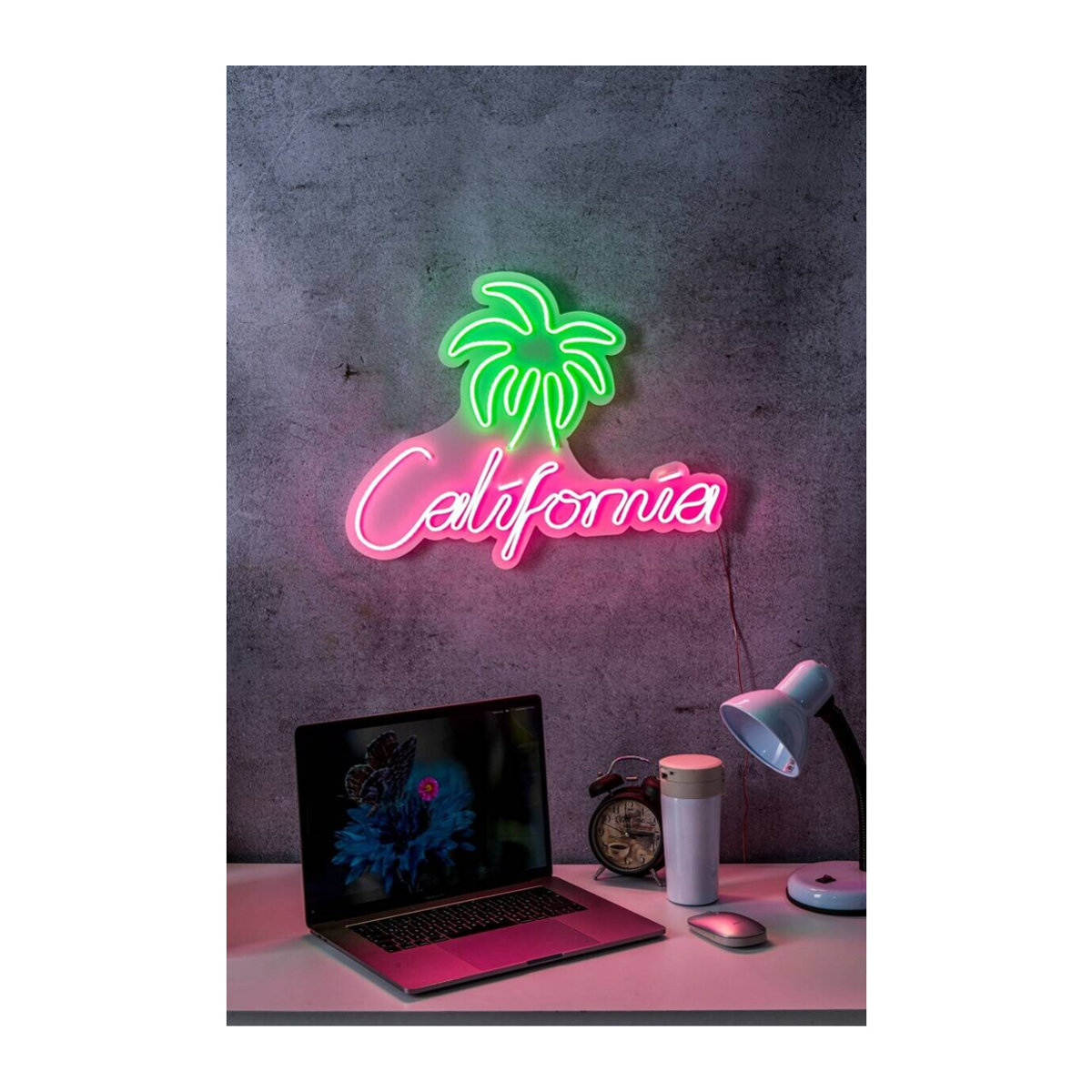 Opviq LED-Wandleuchte in Rosa und Grün aus Kunststoff im Retro-Design B/H/T: 50 x 39 x 2 cm - Bild 3