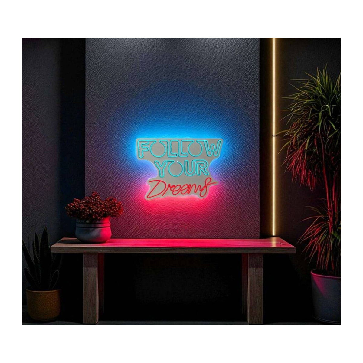 Opviq LED-Wandleuchte in Rot und Blau aus Kunststoff, Modern, B/H/T: 58,5 x 41,5 x 2 cm - Bild 2