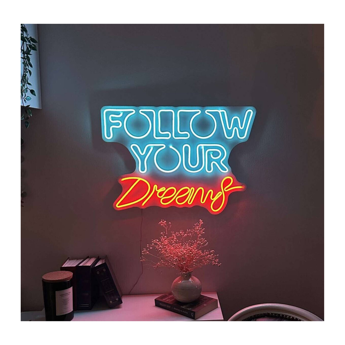 Opviq LED-Wandleuchte in Rot und Blau aus Kunststoff, Modern, B/H/T: 58,5 x 41,5 x 2 cm - Bild 3