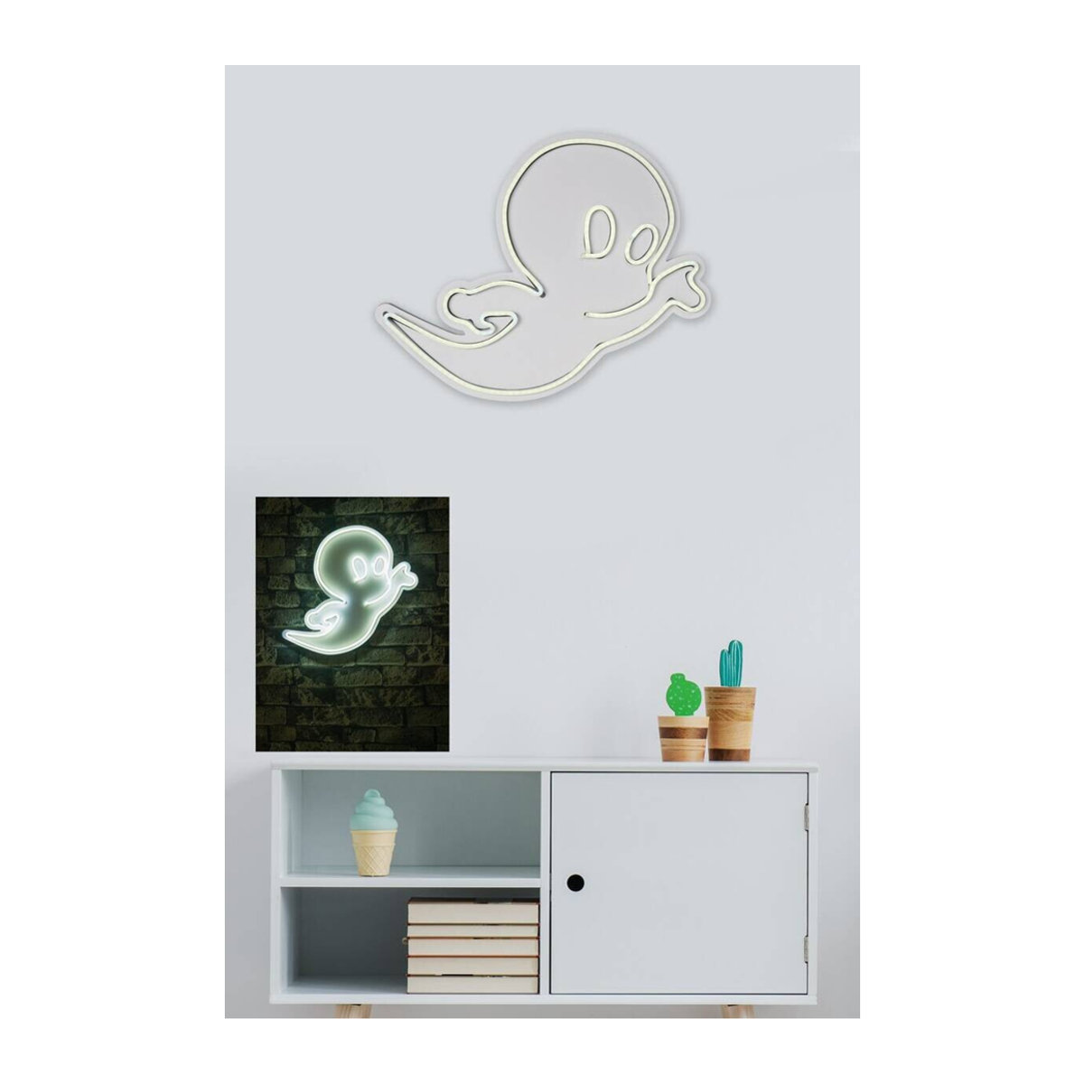 Opviq LED-Wandleuchte in Weiß aus Kunststoff mit kaltweißem Licht, B/H/T: 28 x 37 x 2 cm - Bild 2