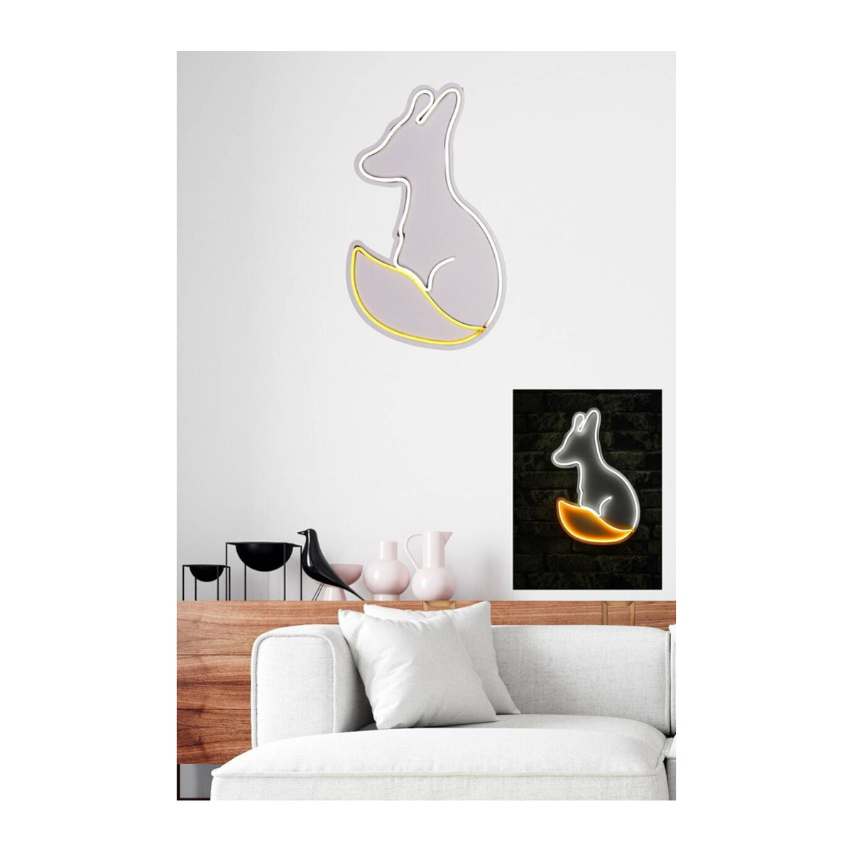 Opviq LED-Wandleuchte in Weiß und Gelb aus Kunststoff, B/H/T: 28 x 45 x 3 cm - Bild 3
