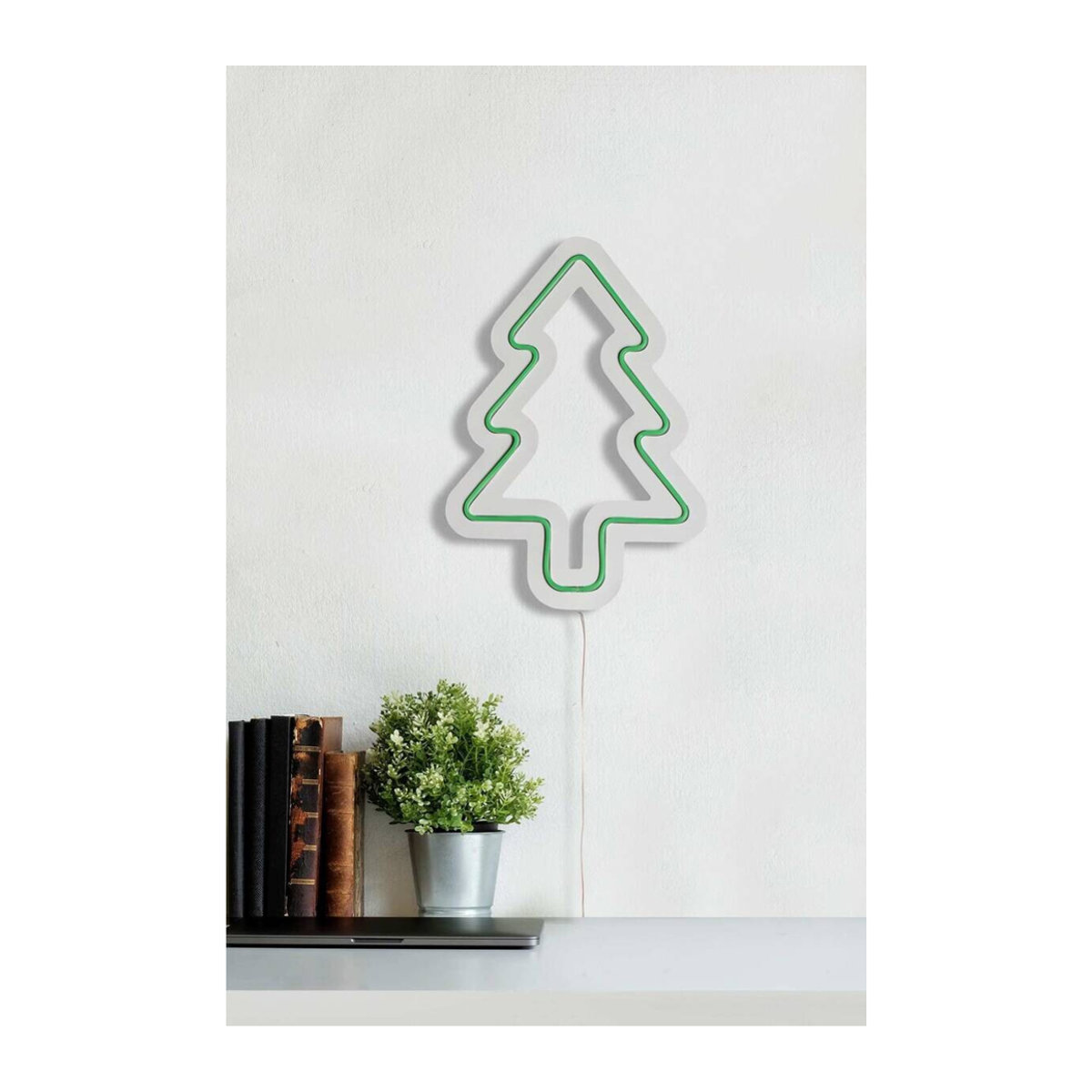 Opviq LED-Wandleuchte minimalistisch in Grün aus Kunststoff, Warmweiß, B/H/T: 21 x 30 x 2 cm - Bild 2
